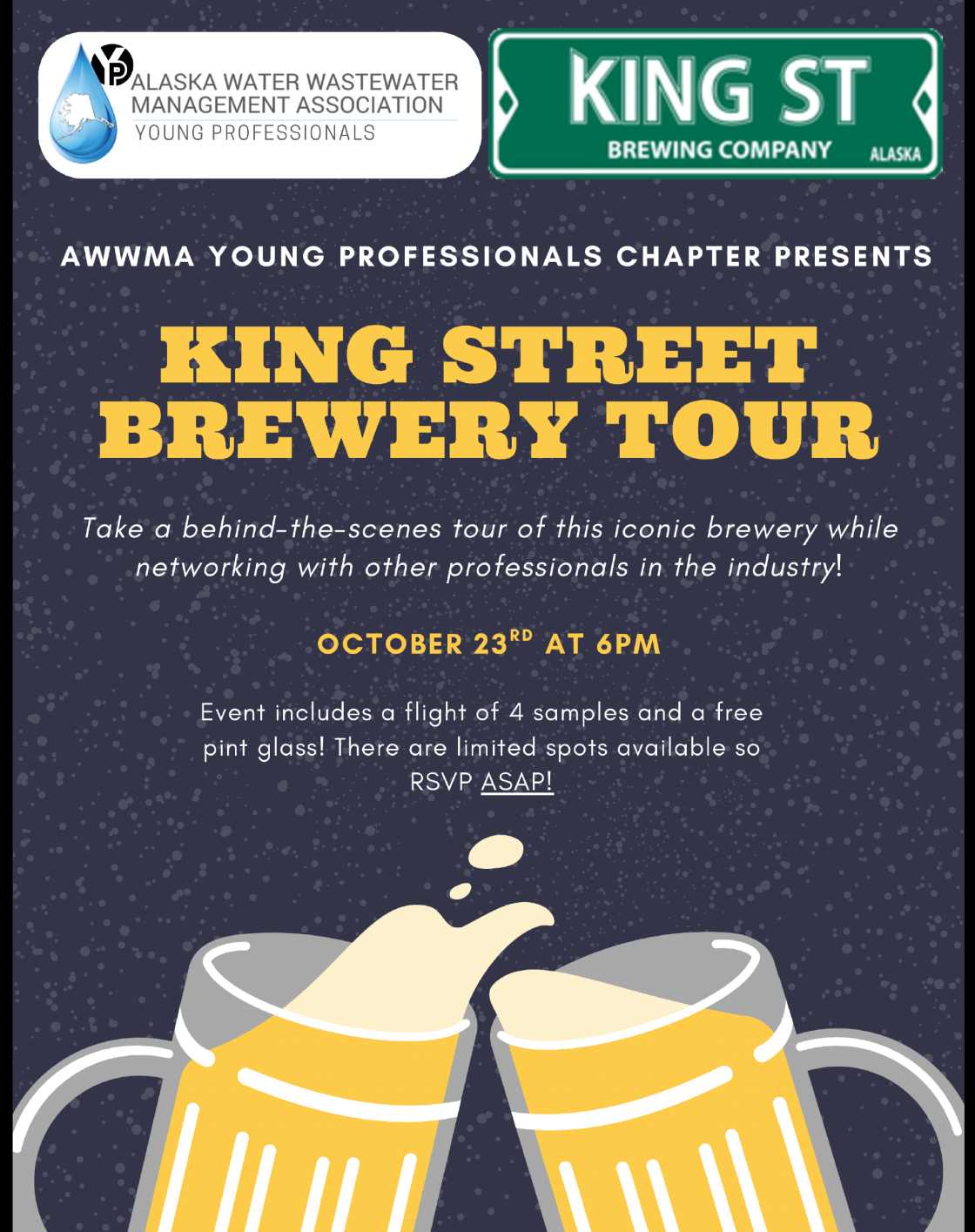 Join AWWMA Young Professionals for the King Street Brewery Tour on October 23rd.